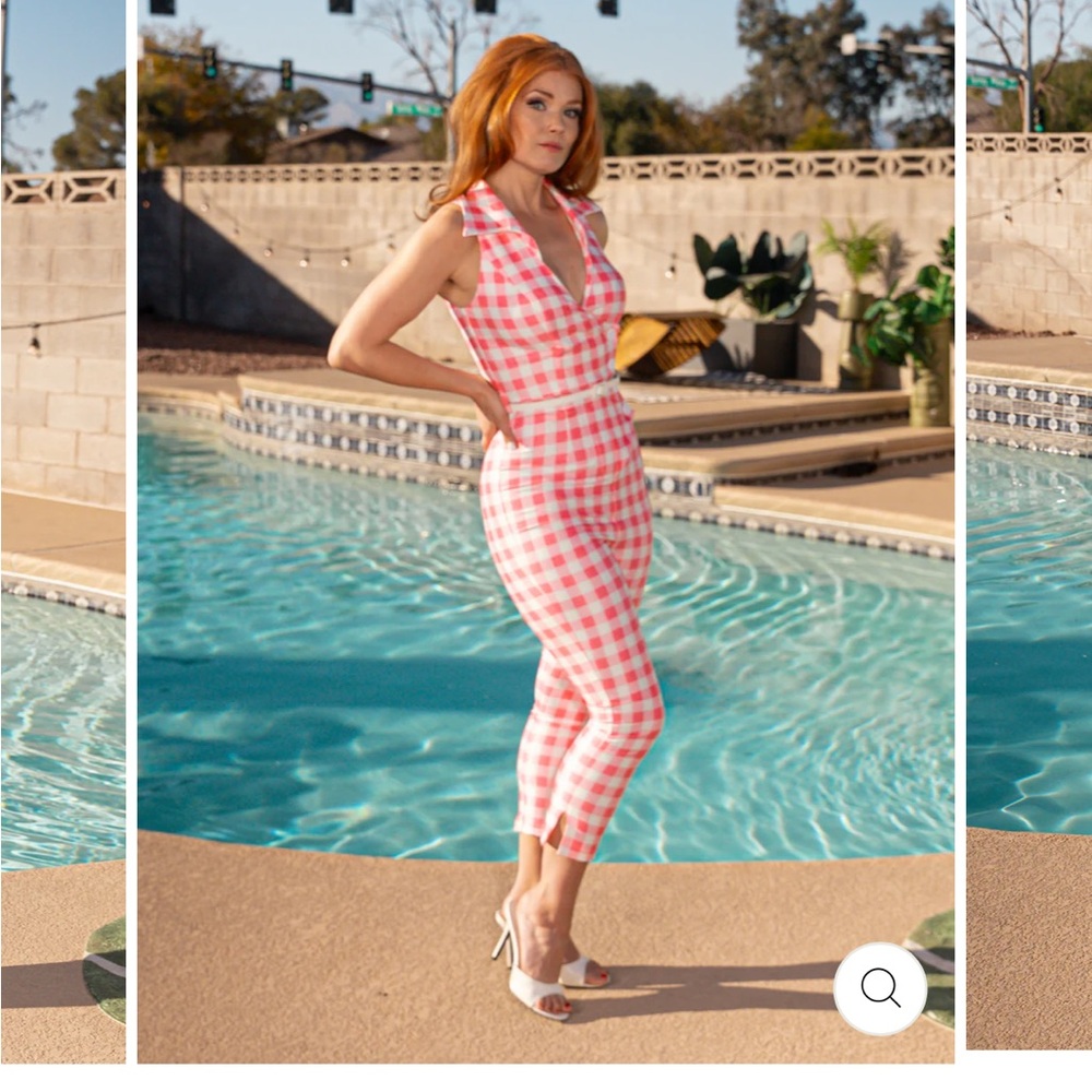 Midge pink Gingham jumpsuit
